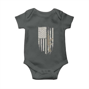 American Flag Second Amendment Baby Onesie Guns Weapons Rifles 2A Amendment Fathers Day US Flag TS02 Dark Heather Print Your Wear
