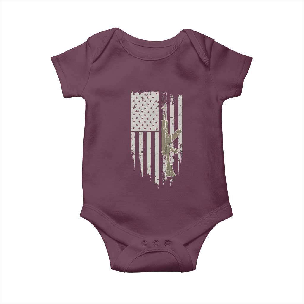 American Flag Second Amendment Baby Onesie Guns Weapons Rifles 2A Amendment Fathers Day US Flag TS02 Maroon Print Your Wear