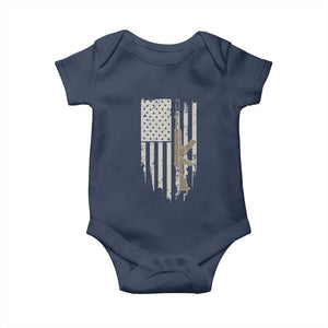 American Flag Second Amendment Baby Onesie Guns Weapons Rifles 2A Amendment Fathers Day US Flag TS02 Navy Print Your Wear