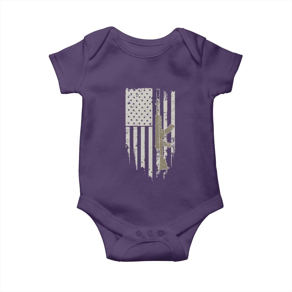 American Flag Second Amendment Baby Onesie Guns Weapons Rifles 2A Amendment Fathers Day US Flag TS02 Purple Print Your Wear