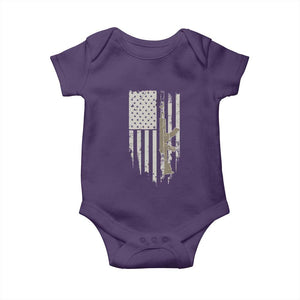 American Flag Second Amendment Baby Onesie Guns Weapons Rifles 2A Amendment Fathers Day US Flag TS02 Purple Print Your Wear