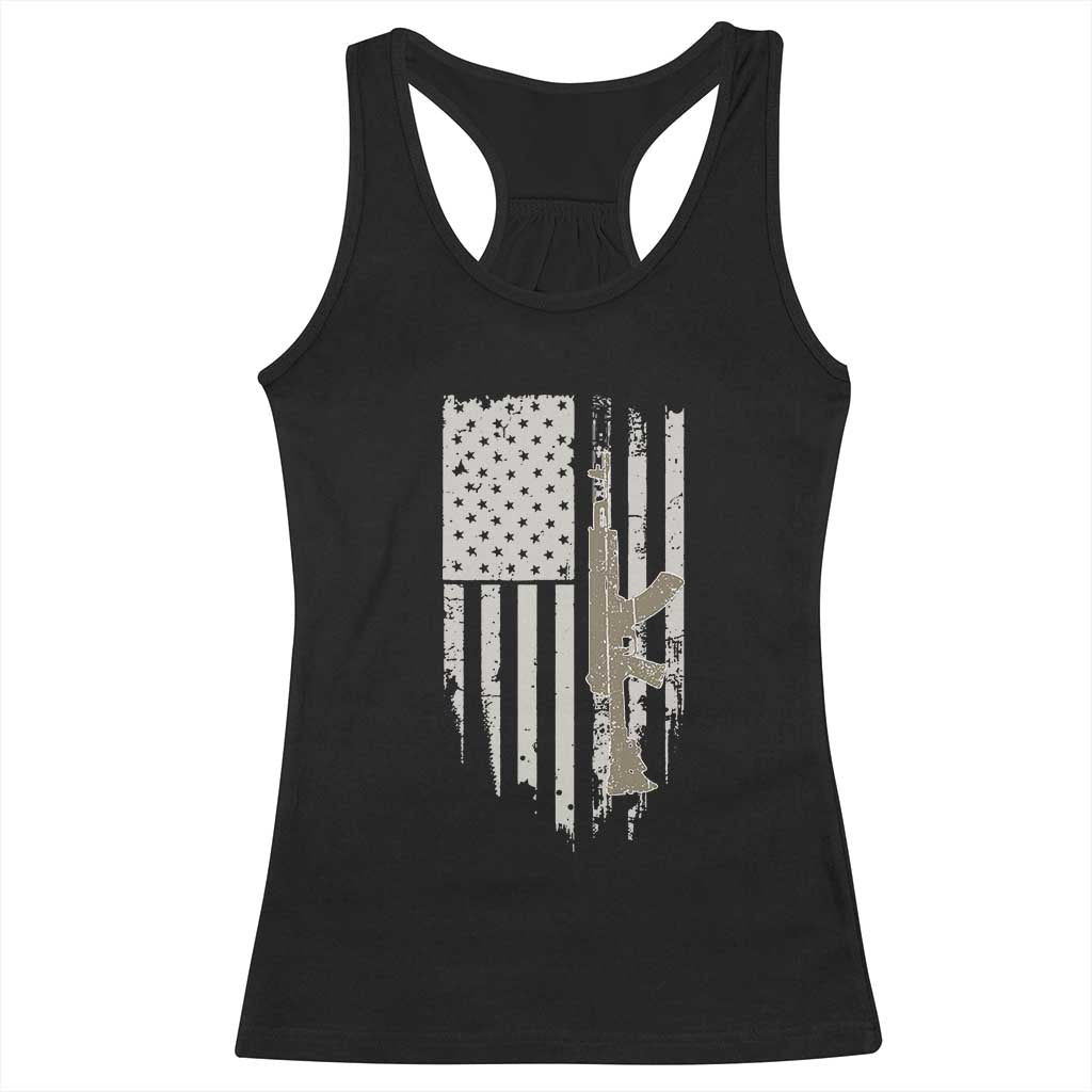 American Flag Second Amendment Racerback Tank Top Guns Weapons Rifles 2A Amendment Fathers Day US Flag TS02 Black Print Your Wear
