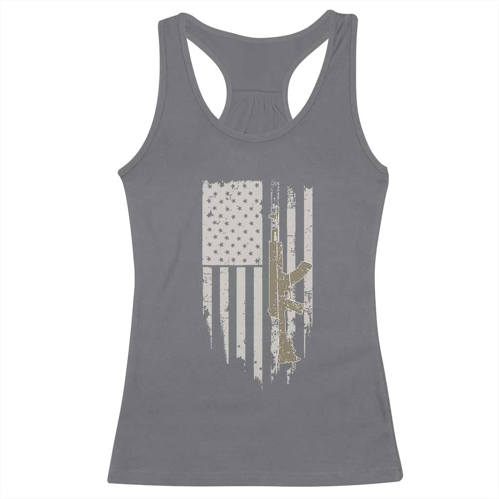 American Flag Second Amendment Racerback Tank Top Guns Weapons Rifles 2A Amendment Fathers Day US Flag TS02 Charcoal Print Your Wear