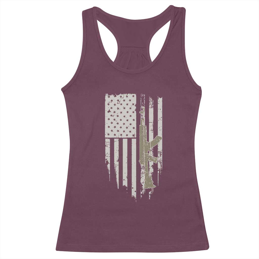 American Flag Second Amendment Racerback Tank Top Guns Weapons Rifles 2A Amendment Fathers Day US Flag TS02 Maroon Print Your Wear