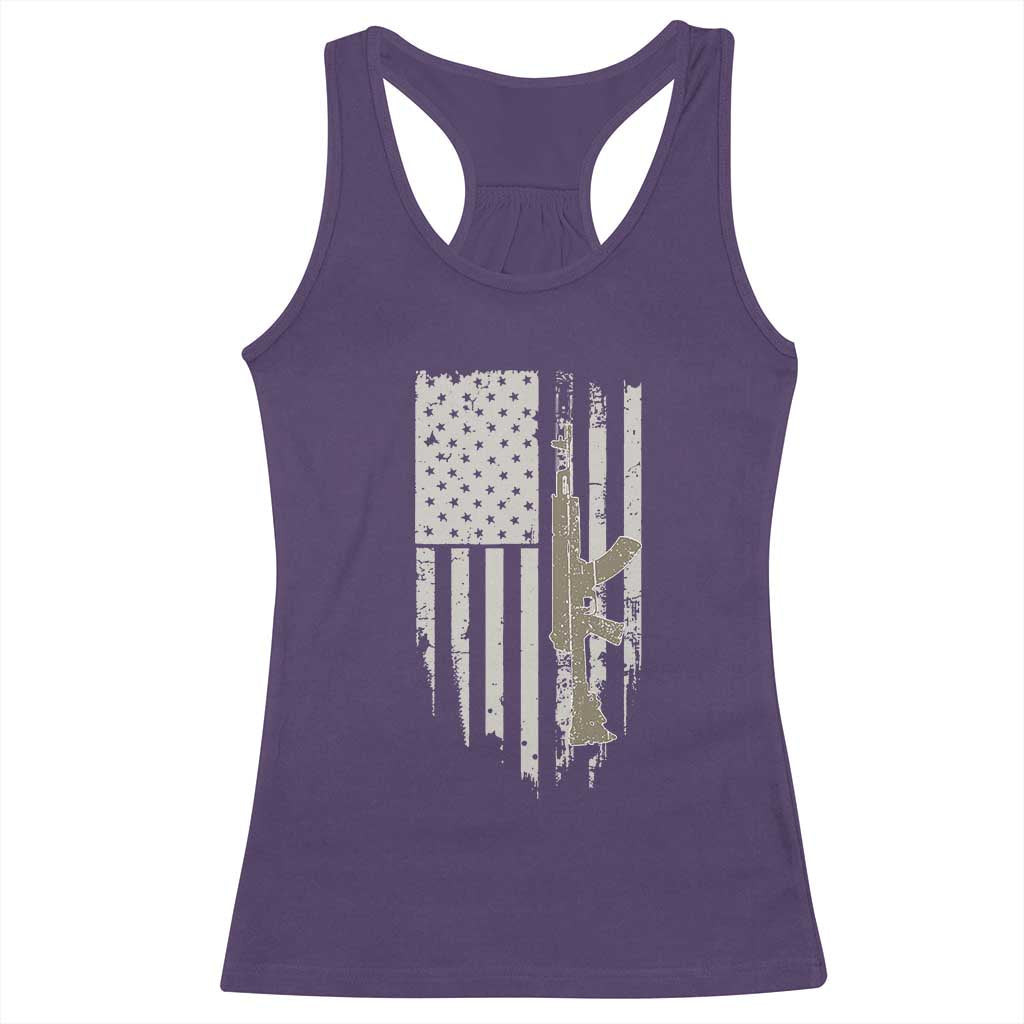 American Flag Second Amendment Racerback Tank Top Guns Weapons Rifles 2A Amendment Fathers Day US Flag TS02 Purple Print Your Wear