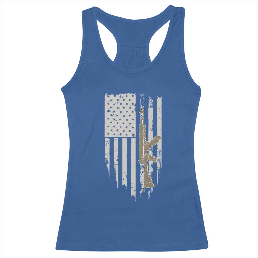 American Flag Second Amendment Racerback Tank Top Guns Weapons Rifles 2A Amendment Fathers Day US Flag TS02 Royal Blue Print Your Wear