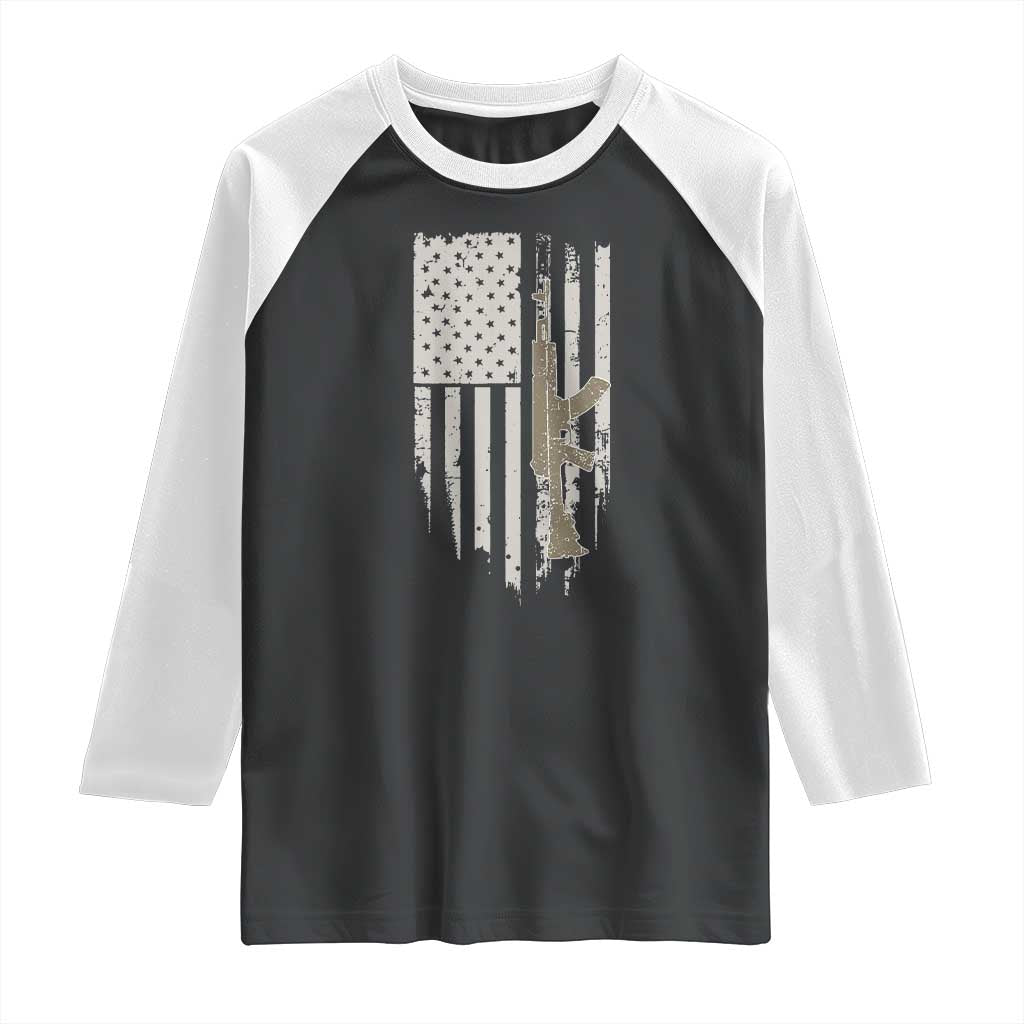 American Flag Second Amendment Raglan Shirt Guns Weapons Rifles 2A Amendment Fathers Day US Flag TS02 Black White Print Your Wear