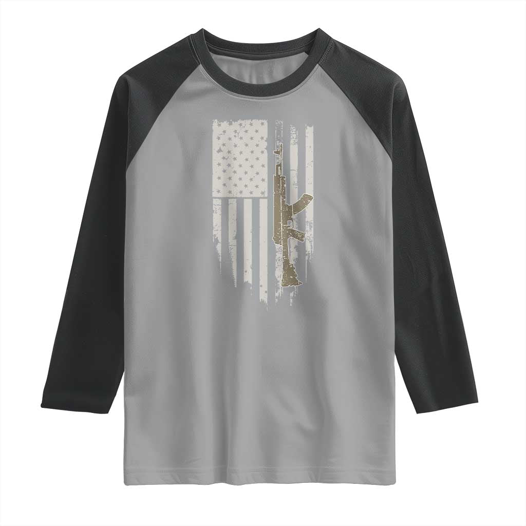 American Flag Second Amendment Raglan Shirt Guns Weapons Rifles 2A Amendment Fathers Day US Flag TS02 Sport Gray Black Print Your Wear