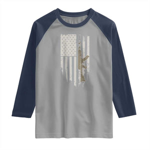 American Flag Second Amendment Raglan Shirt Guns Weapons Rifles 2A Amendment Fathers Day US Flag TS02 Sport Gray Navy Print Your Wear