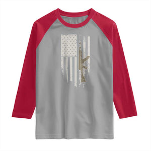 American Flag Second Amendment Raglan Shirt Guns Weapons Rifles 2A Amendment Fathers Day US Flag TS02 Sport Gray Red Print Your Wear