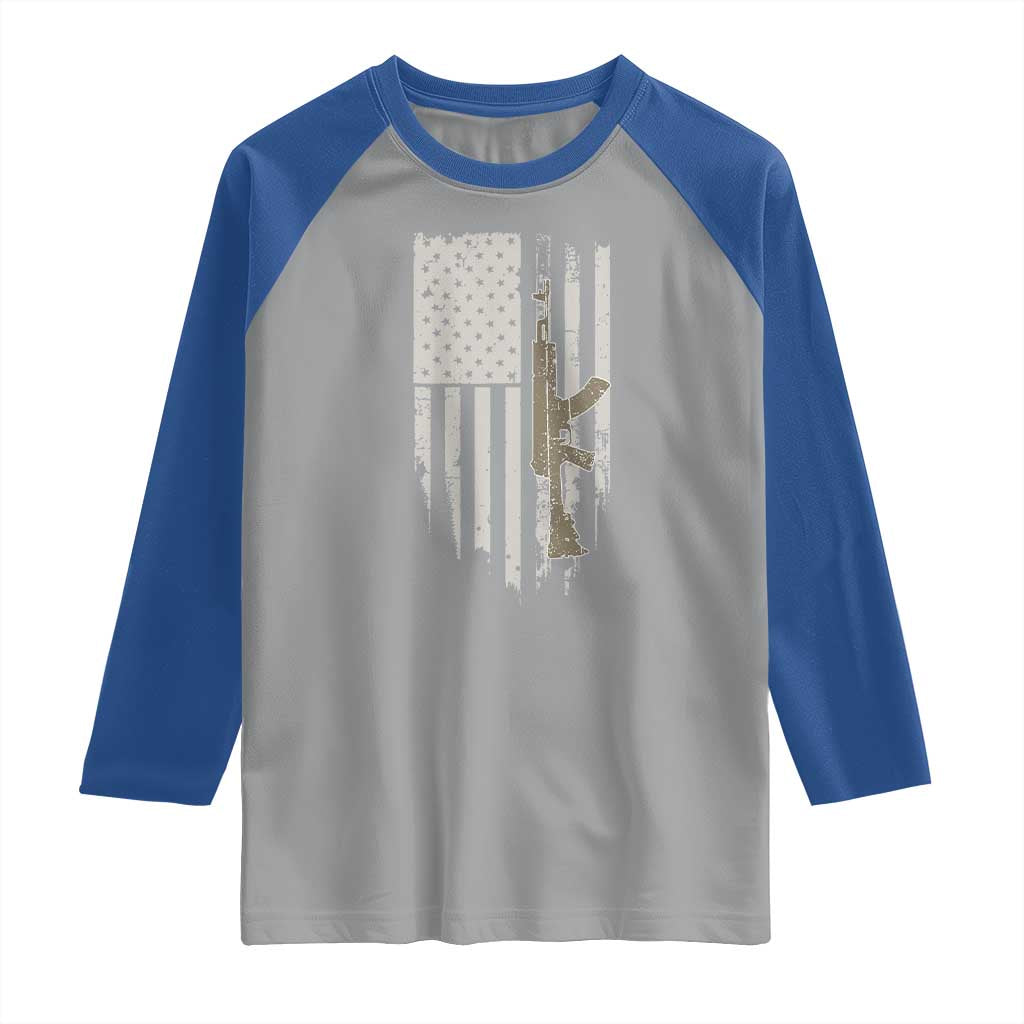 American Flag Second Amendment Raglan Shirt Guns Weapons Rifles 2A Amendment Fathers Day US Flag TS02 Sport Gray Royal Print Your Wear
