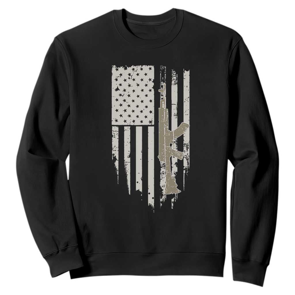 American Flag Second Amendment Sweatshirt Guns Weapons Rifles 2A Amendment Fathers Day US Flag TS02 Black Print Your Wear