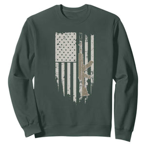 American Flag Second Amendment Sweatshirt Guns Weapons Rifles 2A Amendment Fathers Day US Flag TS02 Dark Forest Green Print Your Wear