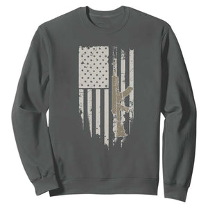 American Flag Second Amendment Sweatshirt Guns Weapons Rifles 2A Amendment Fathers Day US Flag TS02 Dark Heather Print Your Wear