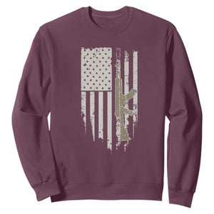 American Flag Second Amendment Sweatshirt Guns Weapons Rifles 2A Amendment Fathers Day US Flag TS02 Maroon Print Your Wear