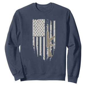 American Flag Second Amendment Sweatshirt Guns Weapons Rifles 2A Amendment Fathers Day US Flag TS02 Navy Print Your Wear