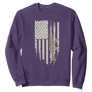 American Flag Second Amendment Sweatshirt Guns Weapons Rifles 2A Amendment Fathers Day US Flag TS02 Purple Print Your Wear