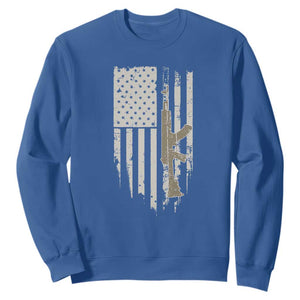 American Flag Second Amendment Sweatshirt Guns Weapons Rifles 2A Amendment Fathers Day US Flag TS02 Royal Blue Print Your Wear