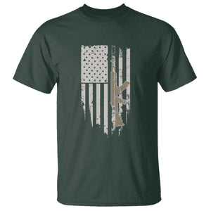 American Flag Second Amendment T Shirt Guns Weapons Rifles 2A Amendment Fathers Day US Flag TS02 Dark Forest Green Print Your Wear