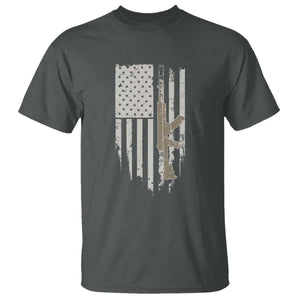 American Flag Second Amendment T Shirt Guns Weapons Rifles 2A Amendment Fathers Day US Flag TS02 Dark Heather Print Your Wear