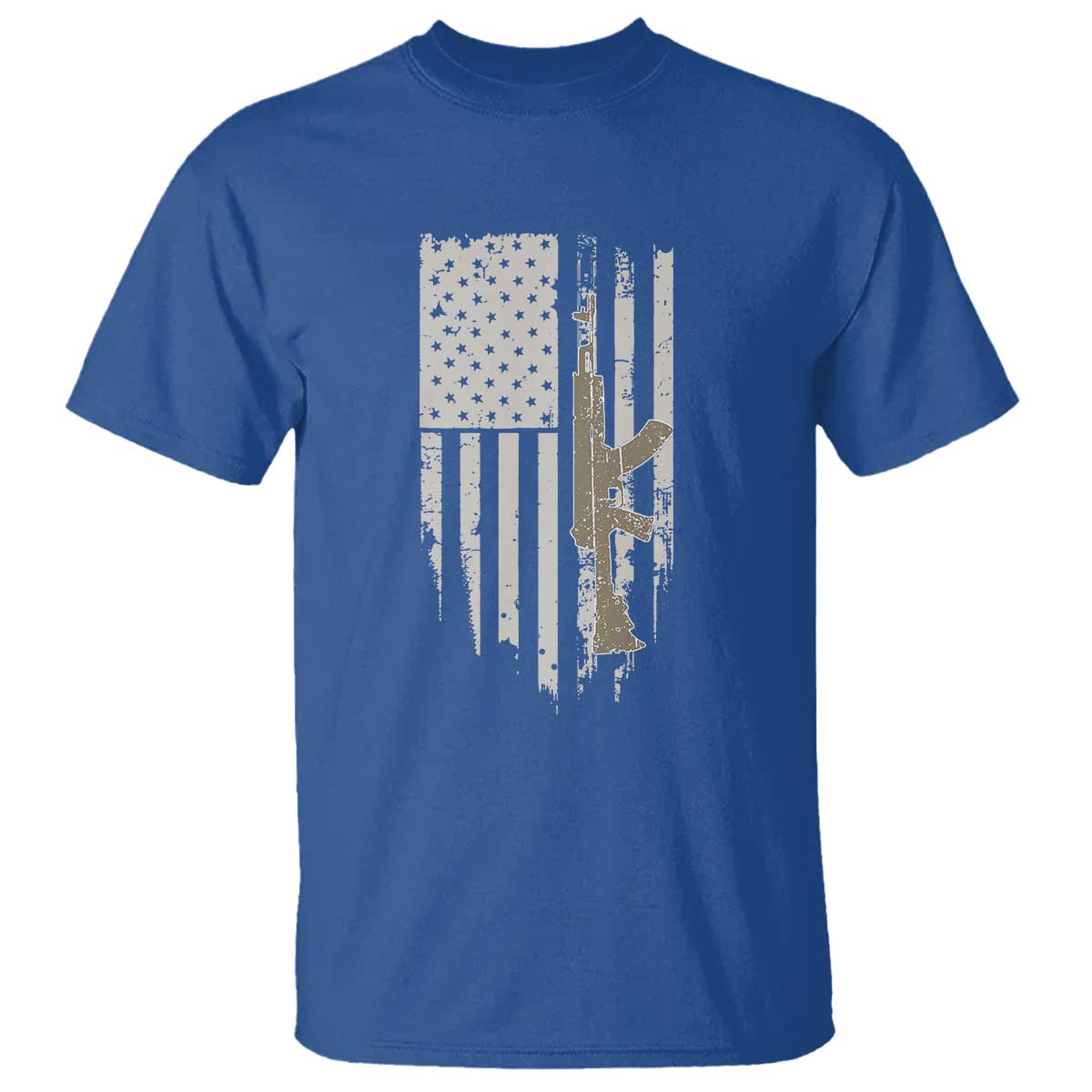 American Flag Second Amendment T Shirt Guns Weapons Rifles 2A Amendment Fathers Day US Flag TS02 Royal Blue Print Your Wear