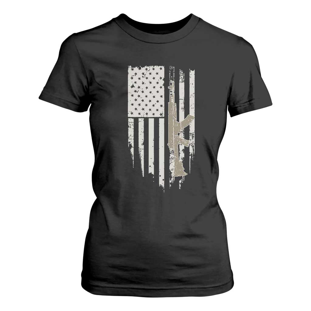 American Flag Second Amendment T Shirt For Women Guns Weapons Rifles 2A Amendment Fathers Day US Flag TS02 Black Print Your Wear