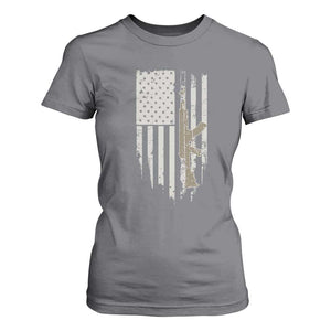 American Flag Second Amendment T Shirt For Women Guns Weapons Rifles 2A Amendment Fathers Day US Flag TS02 Charcoal Print Your Wear