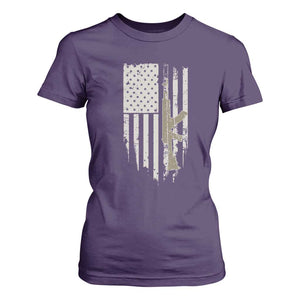 American Flag Second Amendment T Shirt For Women Guns Weapons Rifles 2A Amendment Fathers Day US Flag TS02 Purple Print Your Wear