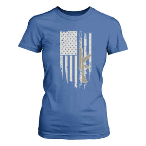 American Flag Second Amendment T Shirt For Women Guns Weapons Rifles 2A Amendment Fathers Day US Flag TS02 Royal Blue Print Your Wear