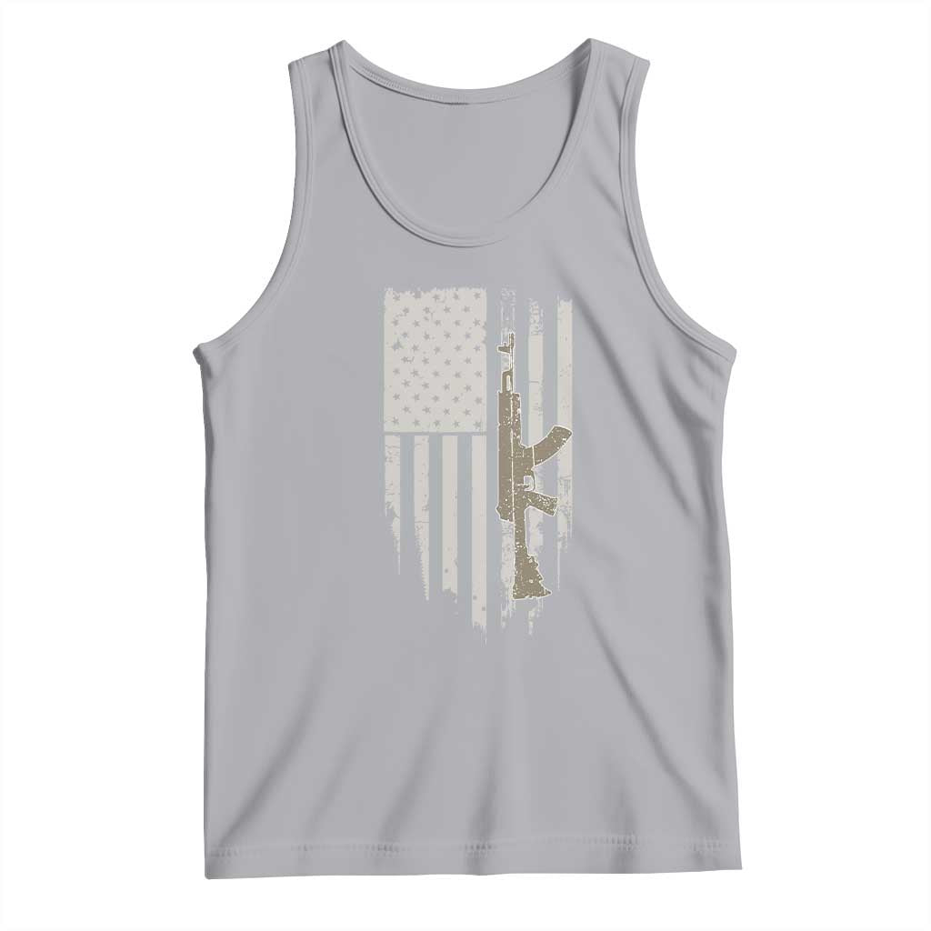 American Flag Second Amendment Tank Top Guns Weapons Rifles 2A Amendment Fathers Day US Flag TS02 Athletic Heather Print Your Wear