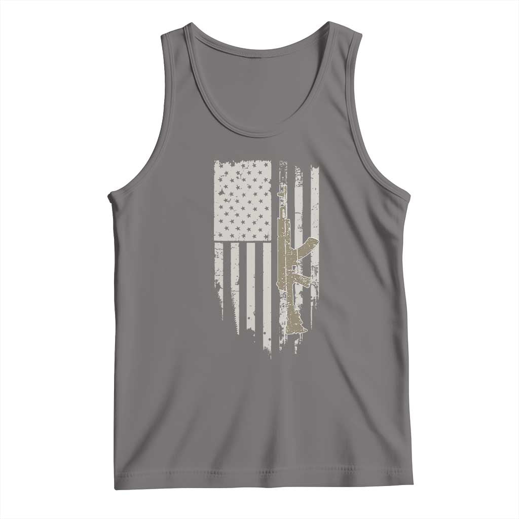 American Flag Second Amendment Tank Top Guns Weapons Rifles 2A Amendment Fathers Day US Flag TS02 Deep Heather Print Your Wear