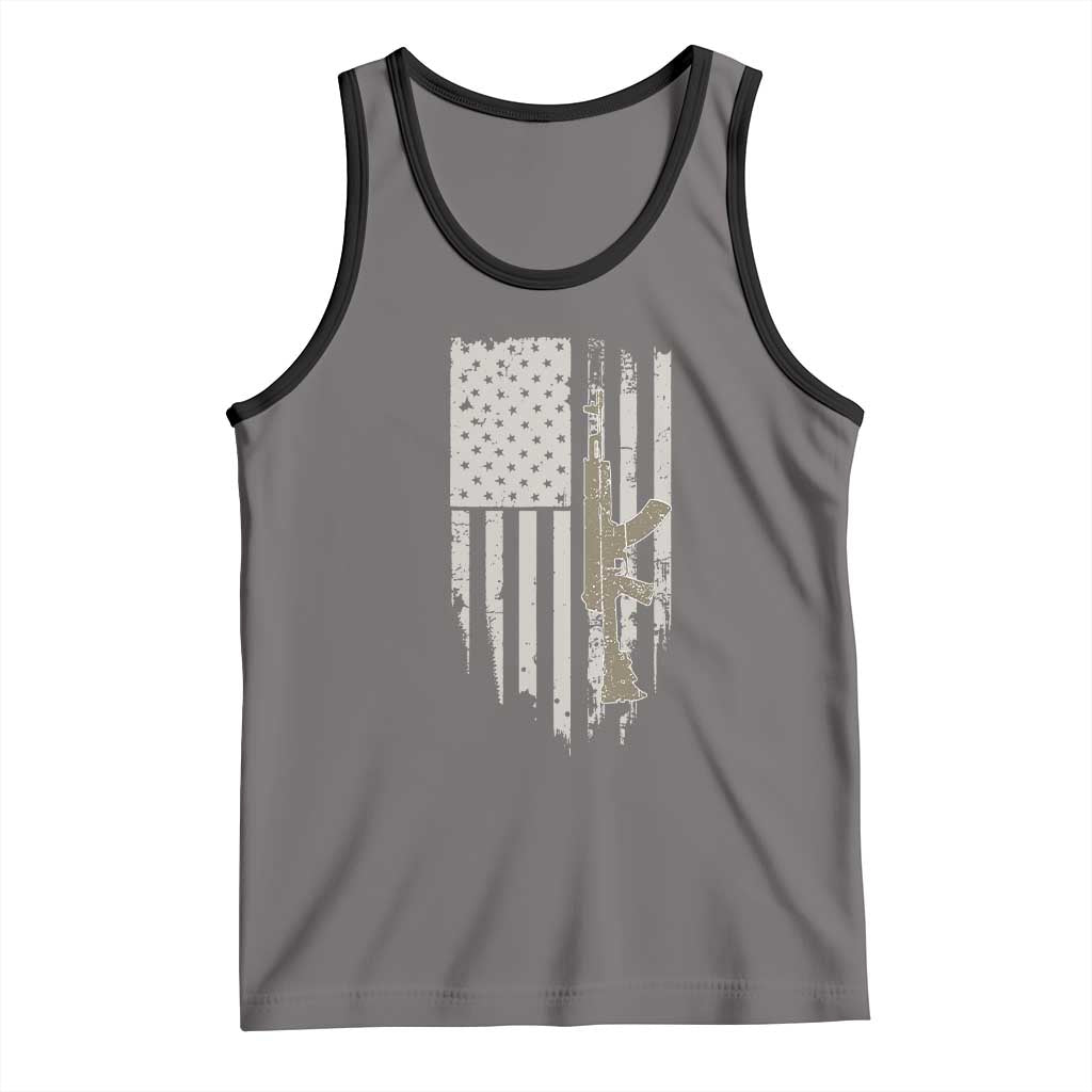 American Flag Second Amendment Tank Top Guns Weapons Rifles 2A Amendment Fathers Day US Flag TS02 Deep Heather Black Print Your Wear