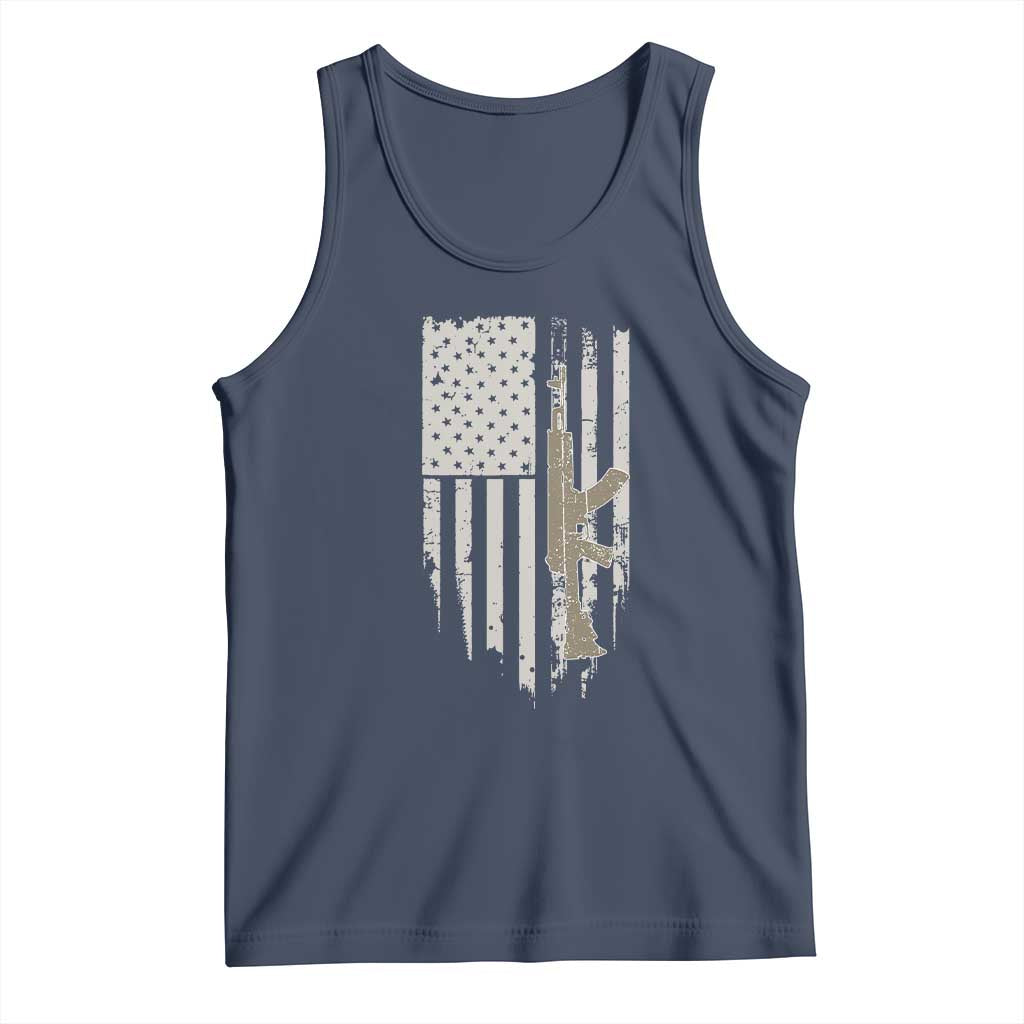 American Flag Second Amendment Tank Top Guns Weapons Rifles 2A Amendment Fathers Day US Flag TS02 Navy Print Your Wear