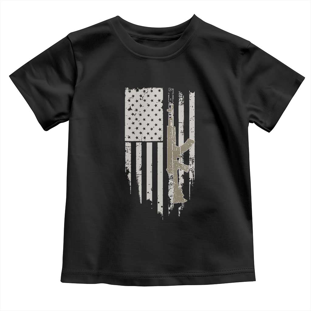 American Flag Second Amendment Toddler T Shirt Guns Weapons Rifles 2A Amendment Fathers Day US Flag TS02 Black Print Your Wear