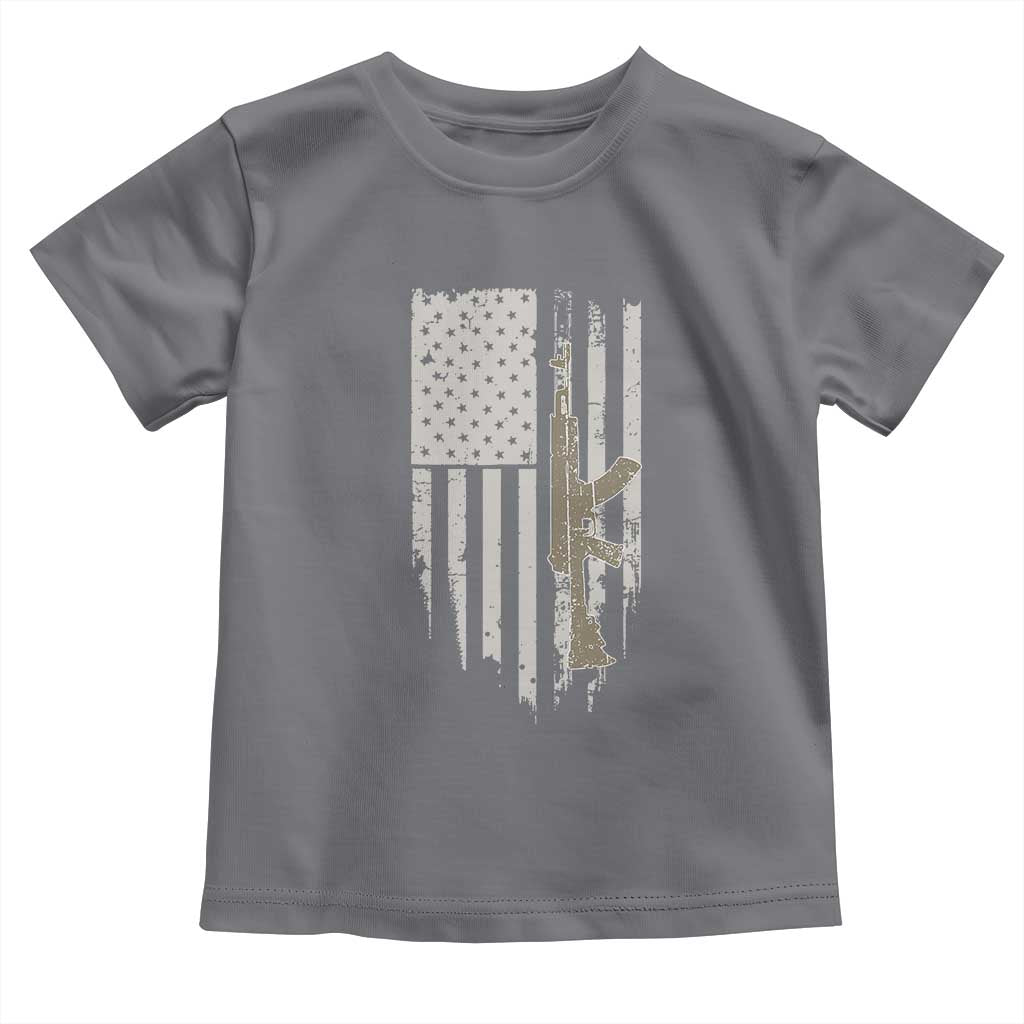 American Flag Second Amendment Toddler T Shirt Guns Weapons Rifles 2A Amendment Fathers Day US Flag TS02 Charcoal Print Your Wear