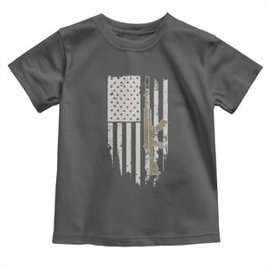 American Flag Second Amendment Toddler T Shirt Guns Weapons Rifles 2A Amendment Fathers Day US Flag TS02 Dark Heather Print Your Wear