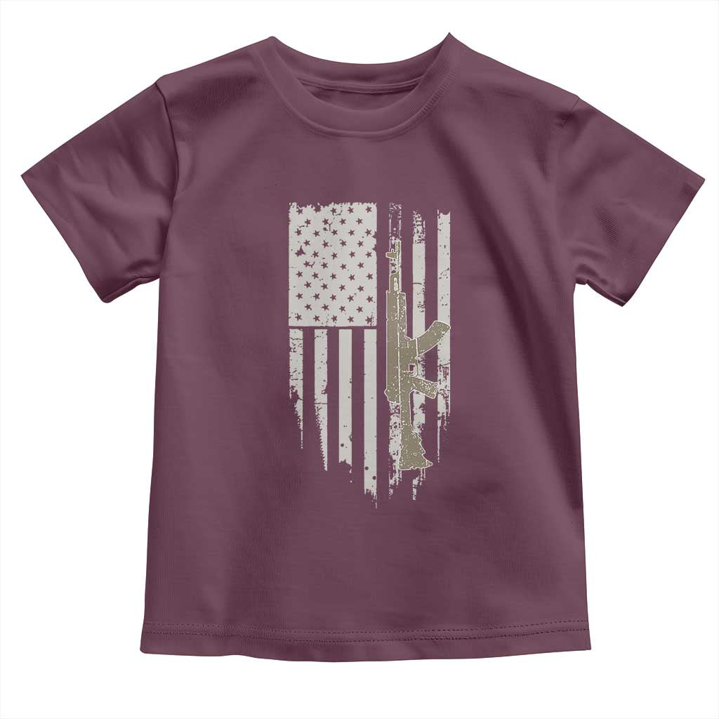 American Flag Second Amendment Toddler T Shirt Guns Weapons Rifles 2A Amendment Fathers Day US Flag TS02 Maroon Print Your Wear