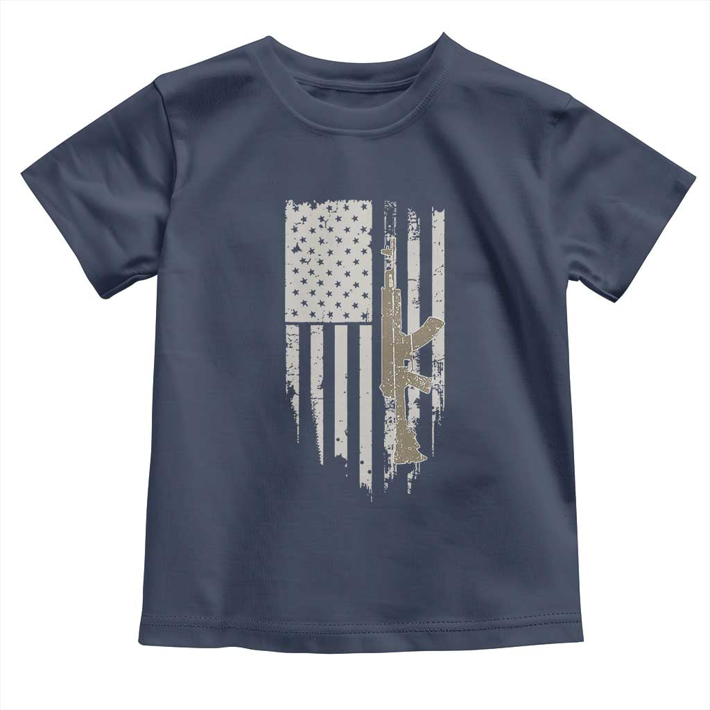 American Flag Second Amendment Toddler T Shirt Guns Weapons Rifles 2A Amendment Fathers Day US Flag TS02 Navy Print Your Wear