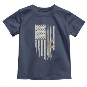 American Flag Second Amendment Toddler T Shirt Guns Weapons Rifles 2A Amendment Fathers Day US Flag TS02 Navy Print Your Wear