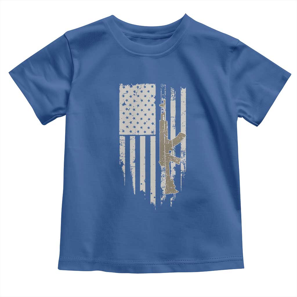 American Flag Second Amendment Toddler T Shirt Guns Weapons Rifles 2A Amendment Fathers Day US Flag TS02 Royal Blue Print Your Wear