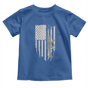 American Flag Second Amendment Toddler T Shirt Guns Weapons Rifles 2A Amendment Fathers Day US Flag TS02 Royal Blue Print Your Wear