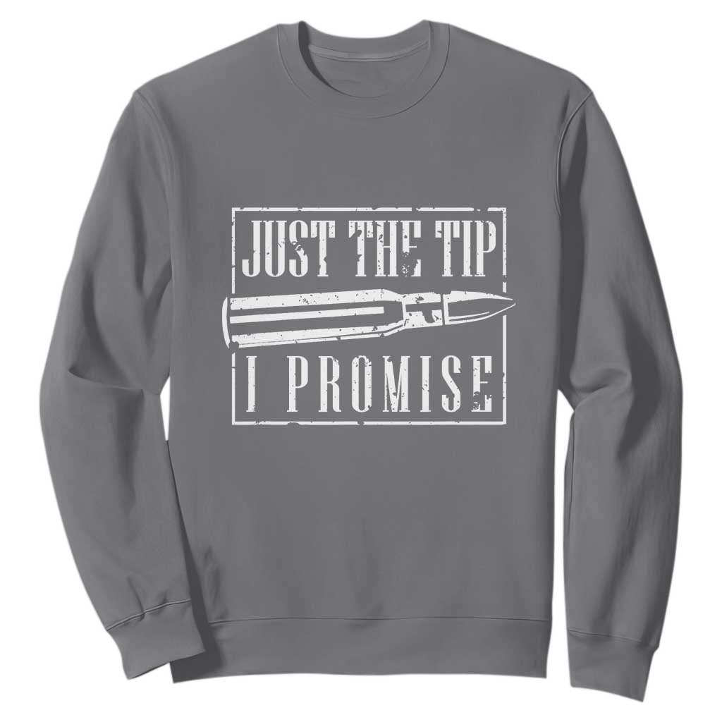 Funny Gun Owner Sweatshirt Just The Tip I Promise T-Shirt A Funny Gun Owner Tee TS02 Charcoal Print Your Wear