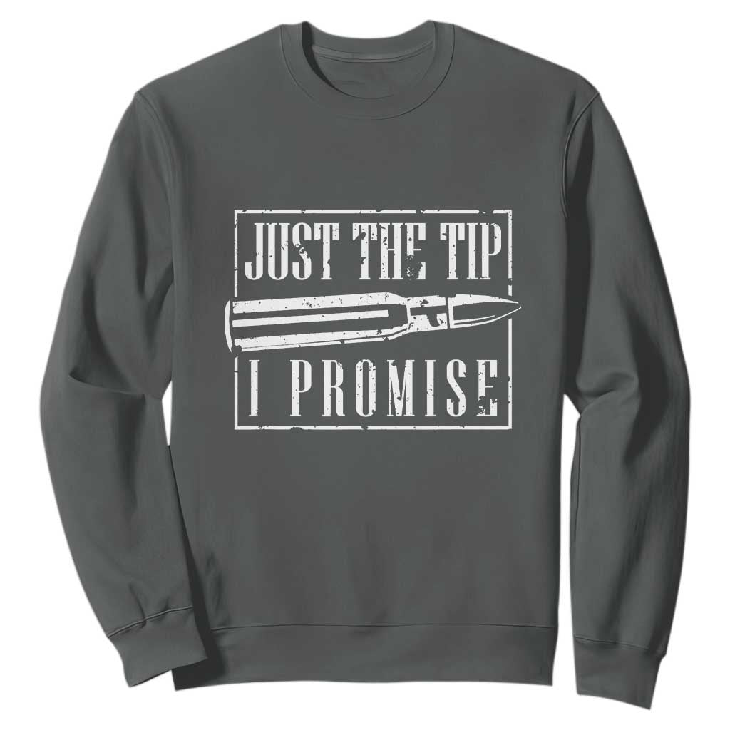 Funny Gun Owner Sweatshirt Just The Tip I Promise T-Shirt A Funny Gun Owner Tee TS02 Dark Heather Print Your Wear