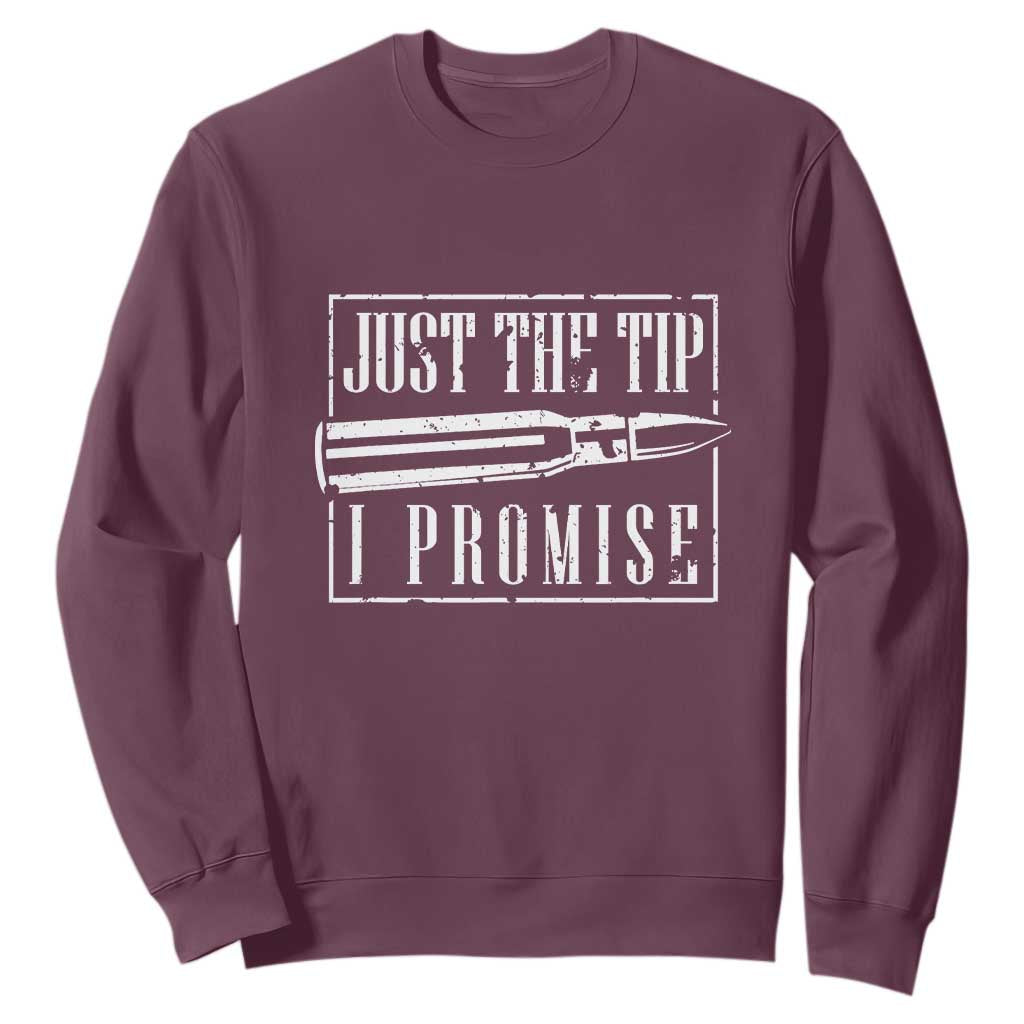 Funny Gun Owner Sweatshirt Just The Tip I Promise T-Shirt A Funny Gun Owner Tee TS02 Maroon Print Your Wear