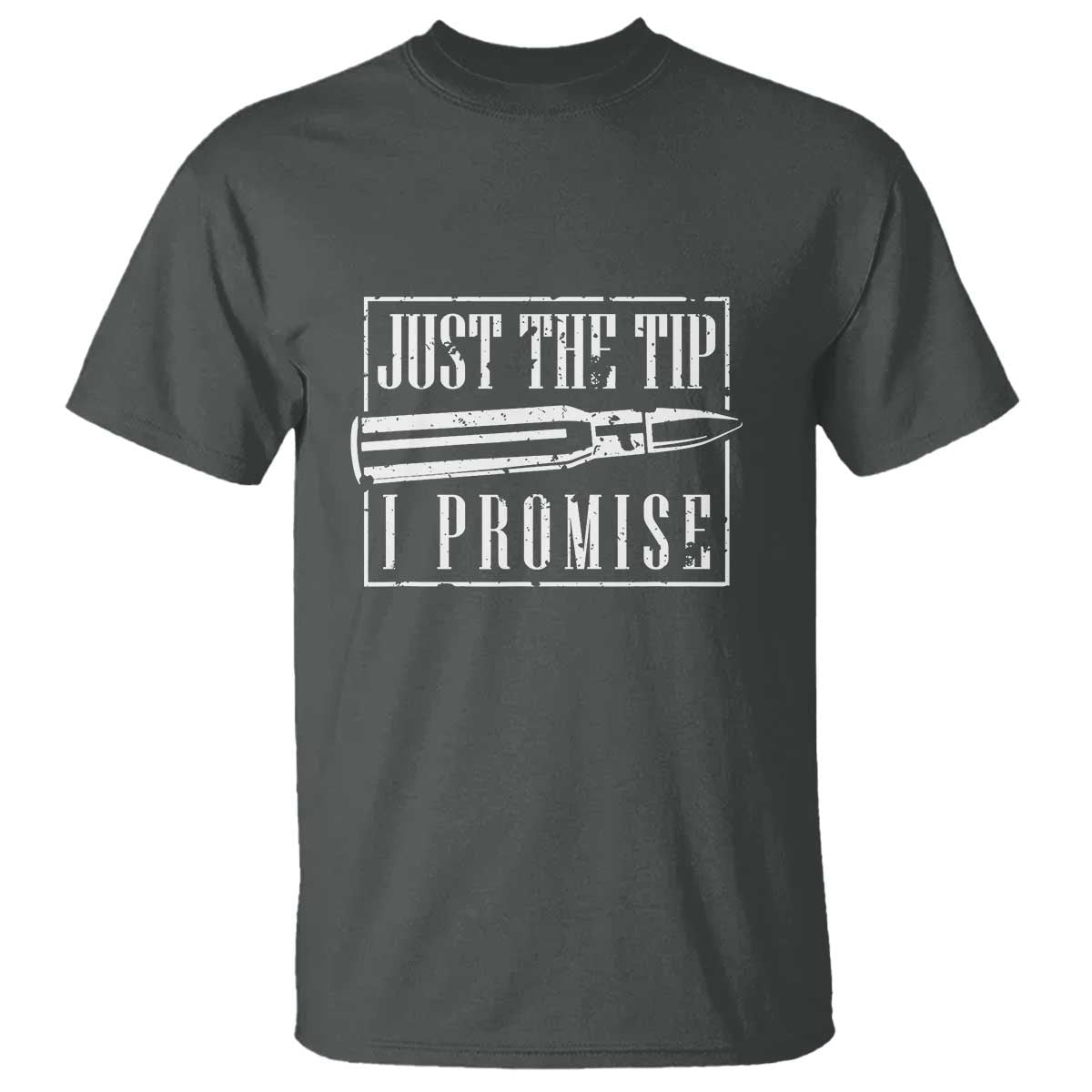 Funny Gun Owner T Shirt Just The Tip I Promise T-Shirt A Funny Gun Owner Tee TS02 Dark Heather Print Your Wear