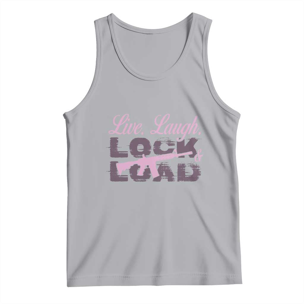 Funny Gun Girls Tank Top Live Laugh Lock And Load Guns Lover Girl Owner 2A TS02 Athletic Heather Print Your Wear