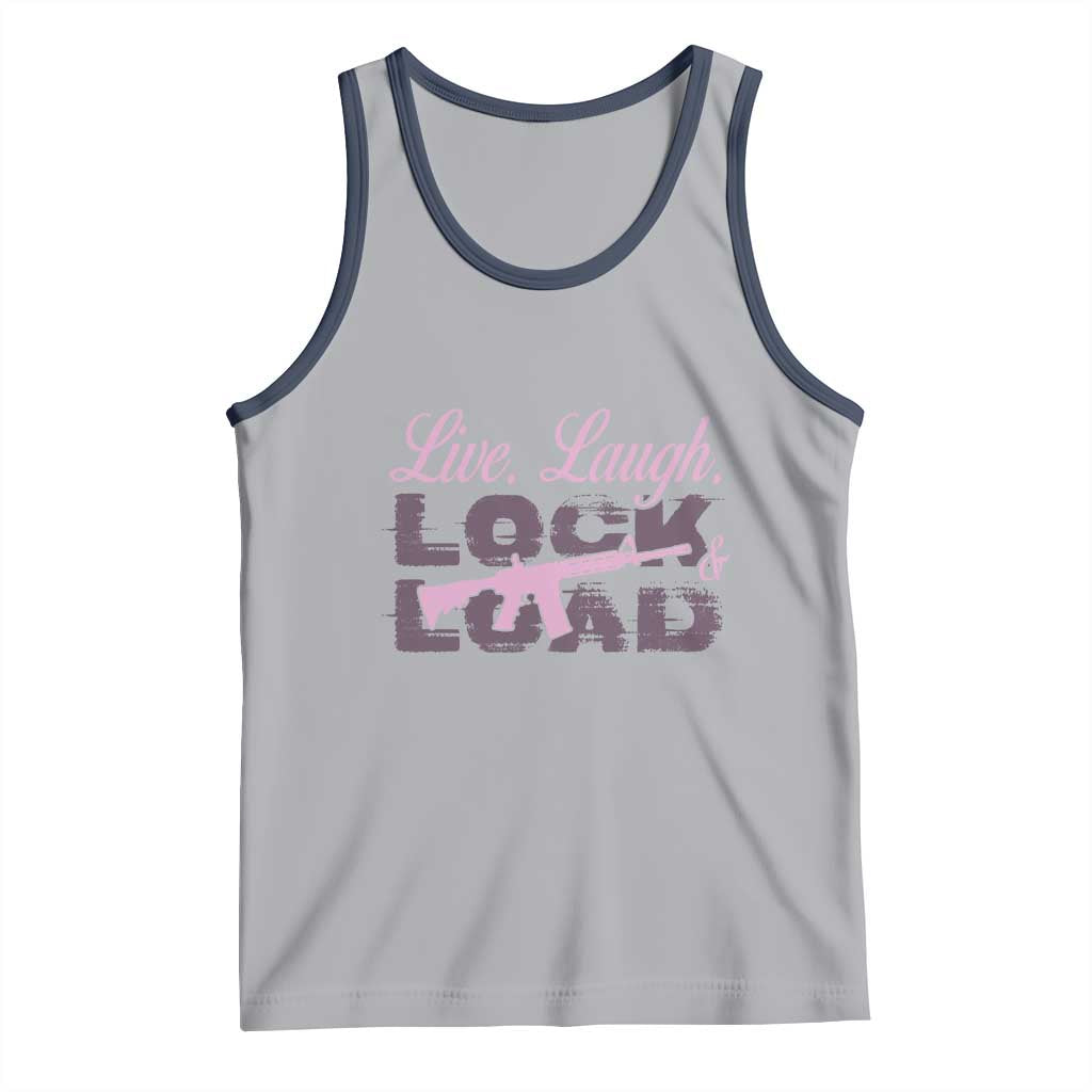 Funny Gun Girls Tank Top Live Laugh Lock And Load Guns Lover Girl Owner 2A TS02 Athletic Heather Navy Print Your Wear