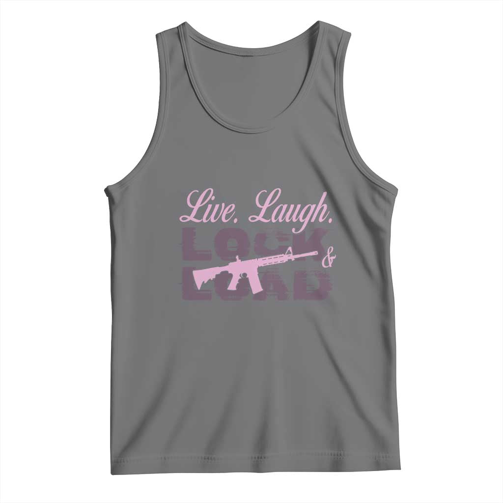 Funny Gun Girls Tank Top Live Laugh Lock And Load Guns Lover Girl Owner 2A TS02 Black Heather Print Your Wear