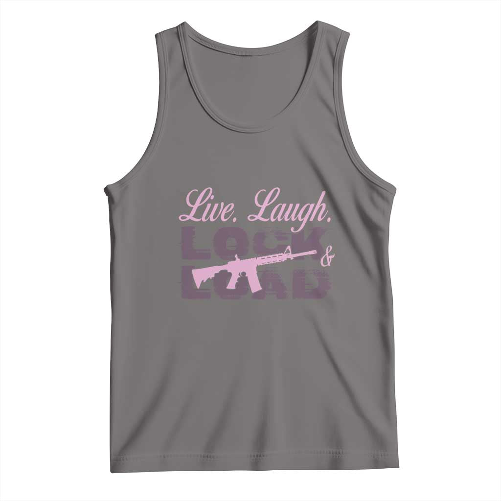 Funny Gun Girls Tank Top Live Laugh Lock And Load Guns Lover Girl Owner 2A TS02 Deep Heather Print Your Wear