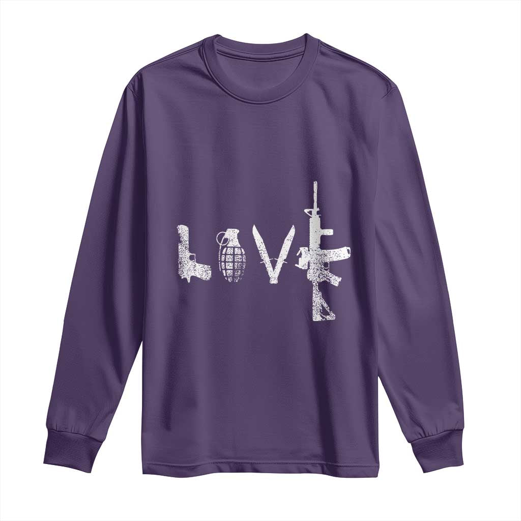 Gun Lover Long Sleeve Shirt LOVE AR15 Handgun Grenade TS02 Purple Print Your Wear